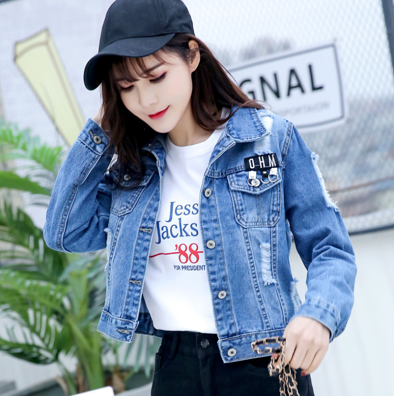 2021 spring new women's Korean spring jacket students wild spring and autumn short red denim jacket female tide