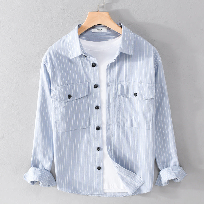 Spring Autumn Men's Striped Long Sleeve Lining
