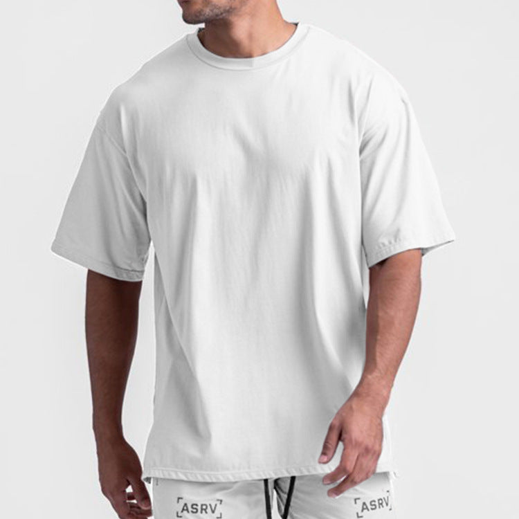 Short-sleeved Men's Solid Color Quick-drying Split T-shirt