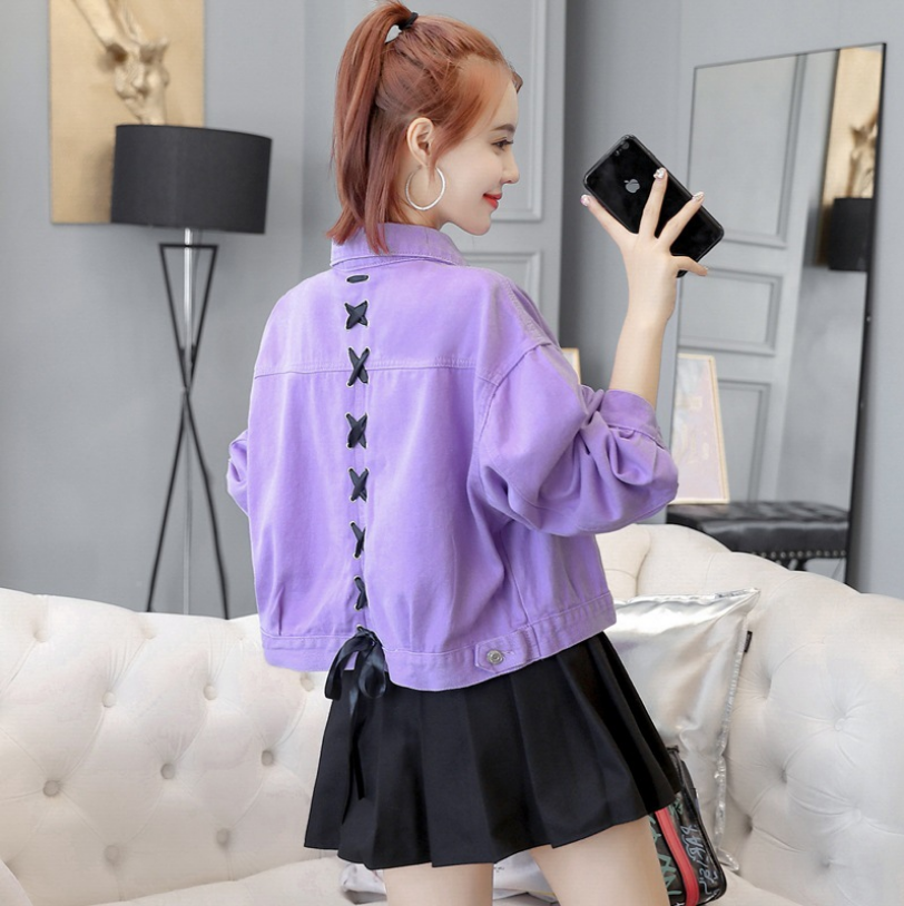 2021 spring new women's Korean spring jacket students wild spring and autumn short red denim jacket female tide