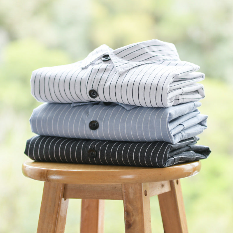 Spring Autumn Men's Striped Long Sleeve Lining