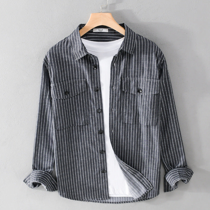 Spring Autumn Men's Striped Long Sleeve Lining
