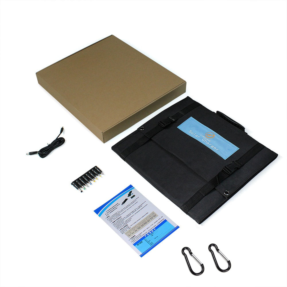 hot sale 18v 28w foldable solar charger dual USB 5v DC port folding portable 12v battery solar panel 60w