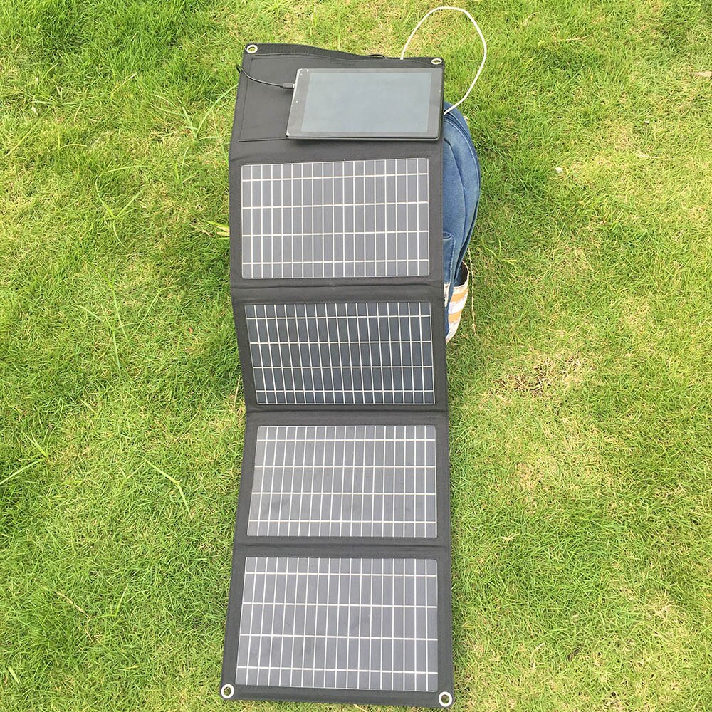 hot sale 18v 28w foldable solar charger dual USB 5v DC port folding portable 12v battery solar panel 60w