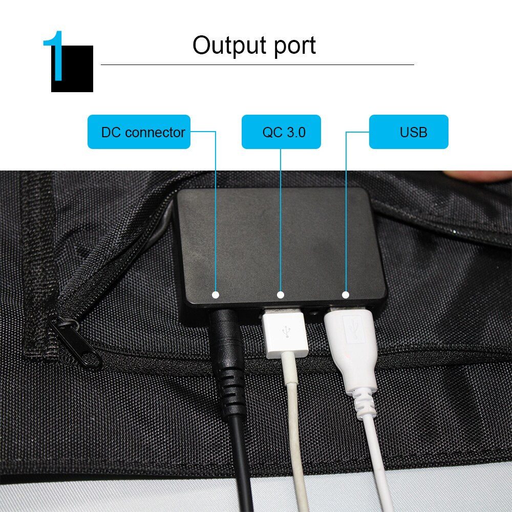 hot sale 18v 28w foldable solar charger dual USB 5v DC port folding portable 12v battery solar panel 60w