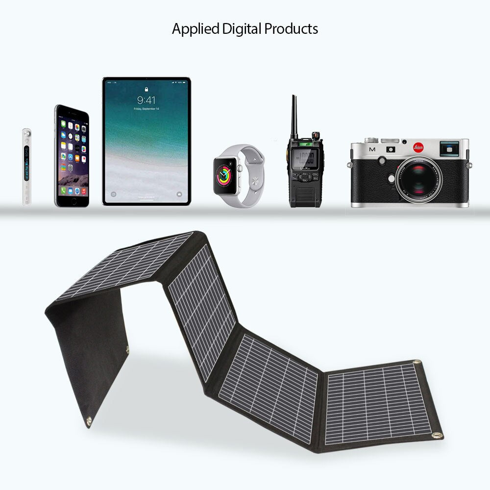 hot sale 18v 28w foldable solar charger dual USB 5v DC port folding portable 12v battery solar panel 60w