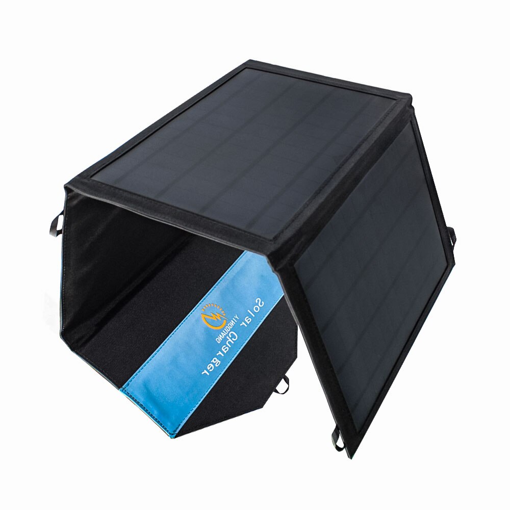 hot sale 18v 28w foldable solar charger dual USB 5v DC port folding portable 12v battery solar panel 60w