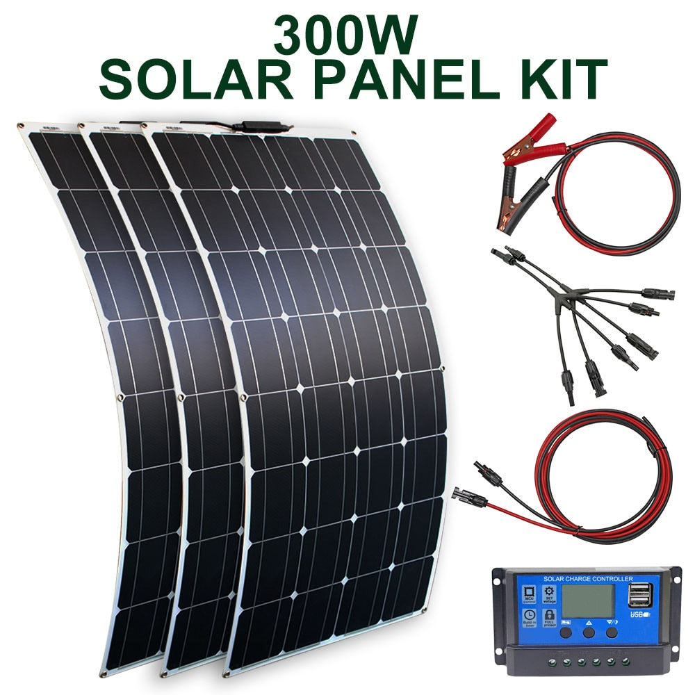 200w 300w solar panel kit complete for home outdoor camping panel solar charger 12v with home system regulator