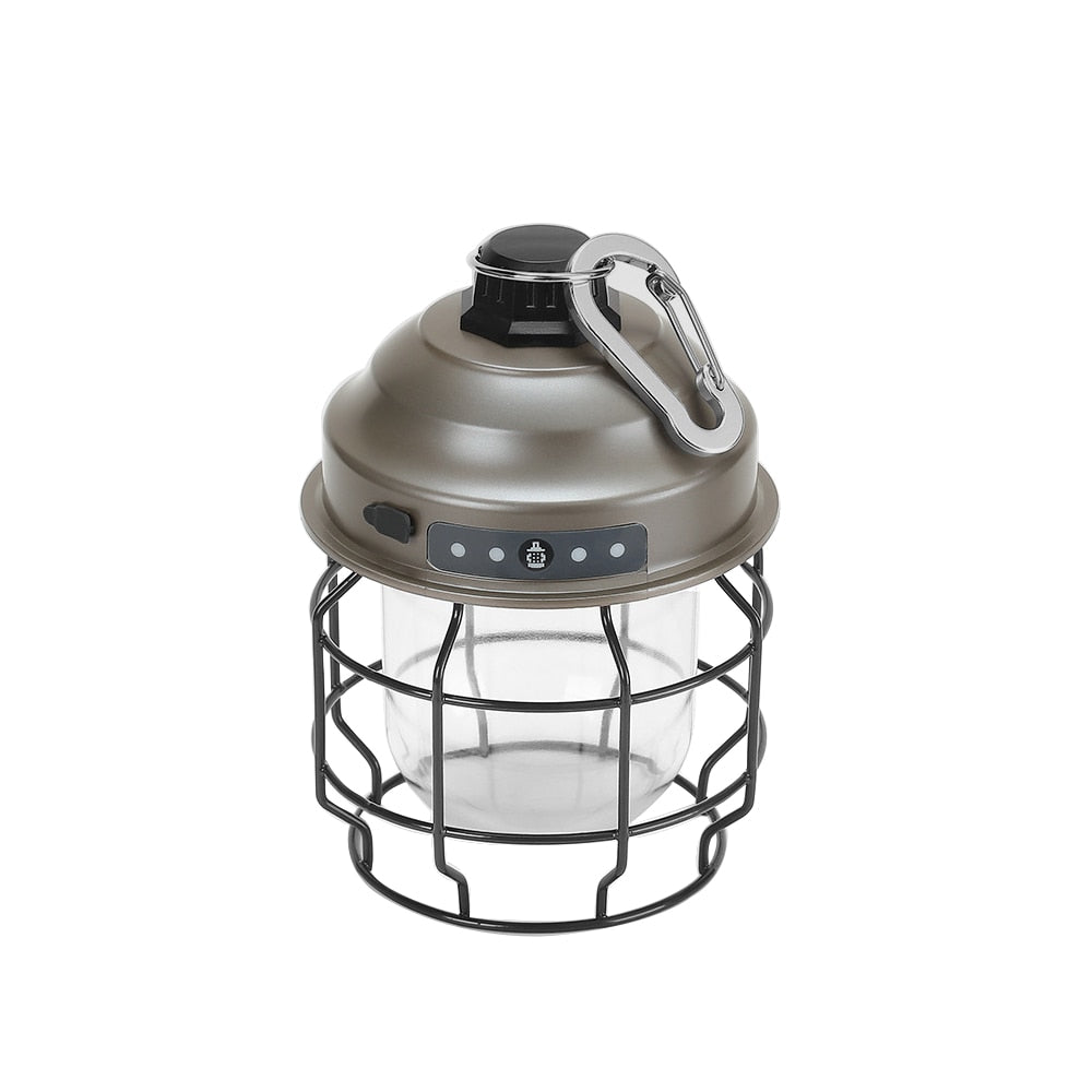 Vintage Metal Hanging Camping Lanterns 3600mAh Battery Powered Warm Light Led Camp Lantern Rechargeable Tent Light For Outdoor