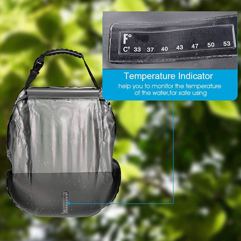 Outdoor Solar Collecting Bathing Bag Portable Eco-Friendly PVC Comp Shower Pouch 20L Camping Shower Hanging Bath Water Bag