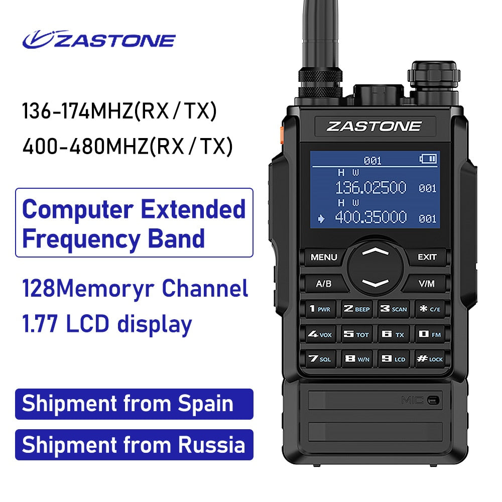 Zastone M7 dual band 5W walkie talkie 136-174 400-480mhz 250 channels 2600mah battery hf transceiver ham radio