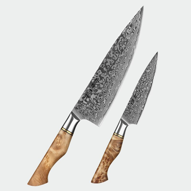 HEZHEN 1-5PC Knife Set Japanese Damascus Steel Chef Santoku Bread Paring Utility Professional Slicing knife Cook Kitchen Knife