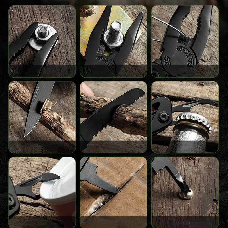 Stainless steel multi-function pliers outdoor mini folding pliers emergency tool pliers EDC Multifunction Military Tactical
