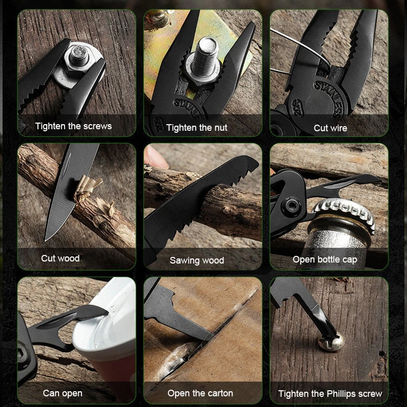 Multifunction Stainless Steel Multi-tool Pocket Knife Pliers Folding Pliers Mini Portable Fold Outdoor Multipurpose Repair Tools