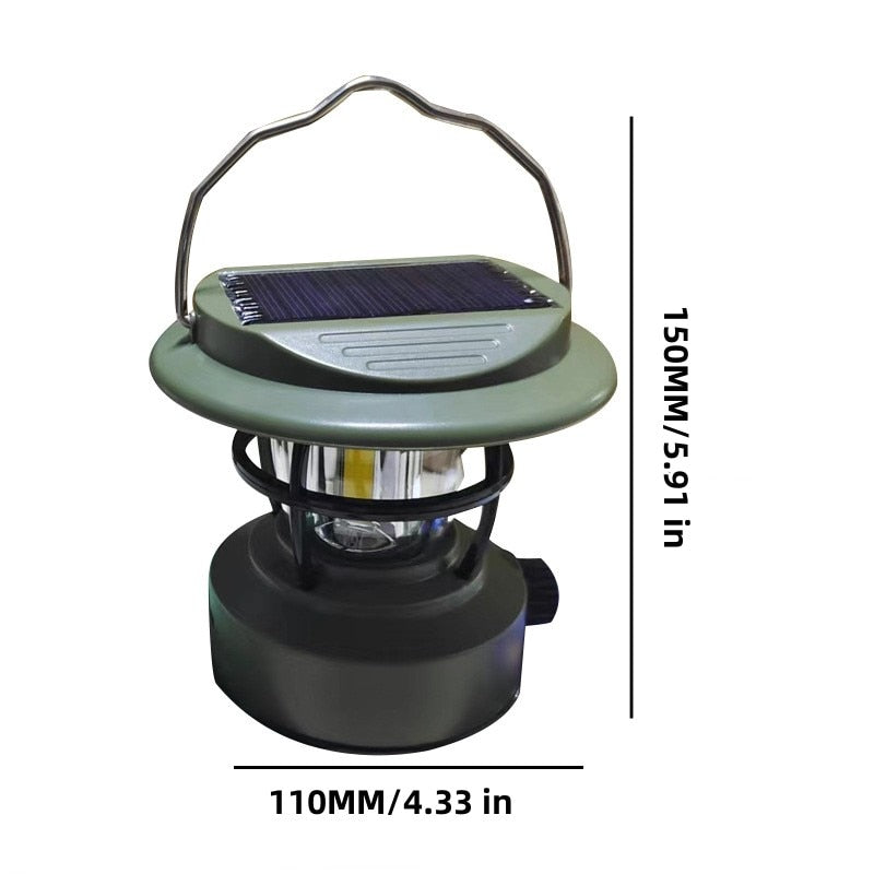 Vintage Solar Charging Camping Light Portable Rechargeable Lamp Hanging Lantern Outdoor Waterproof Light Tent Equipment Supplies