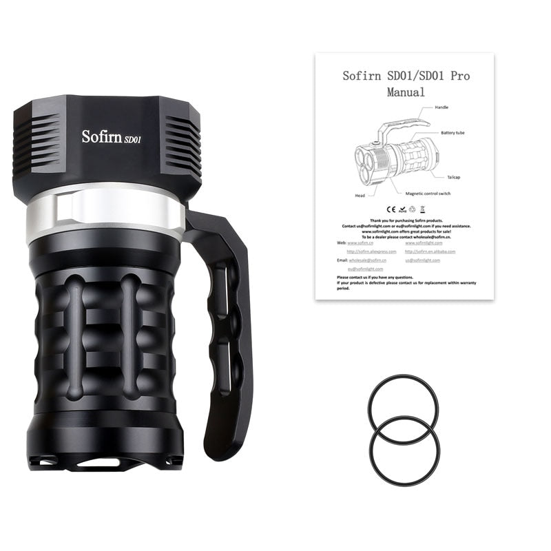 Sofirn SD01 6000LM Powerful Diving Light 3* SST40 LED Dive Flashlight Underwater Torch 4 Modes Magnetic Control Switch