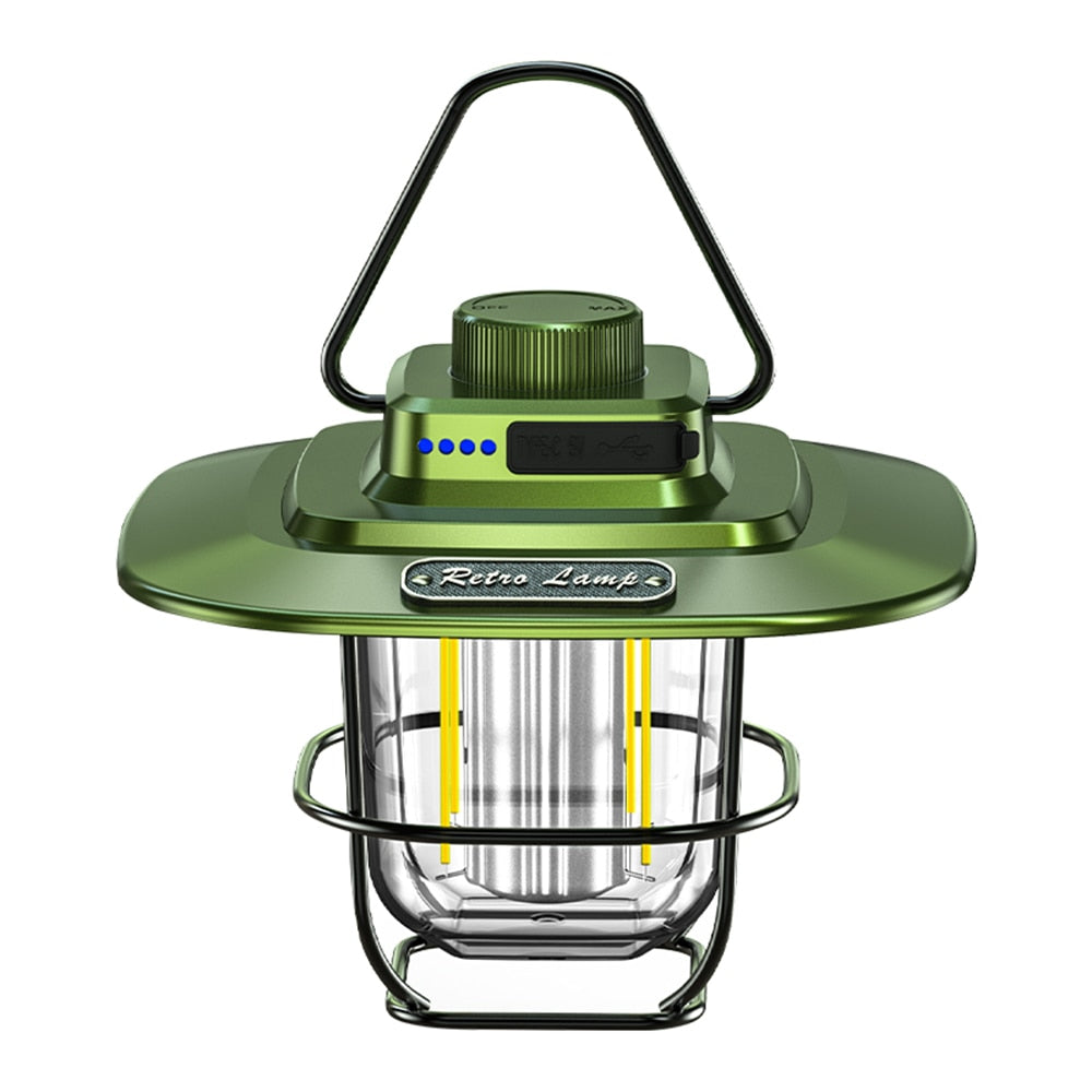 Mini Vintage Metal Hanging Lanterns 2000mAh Portable Camping Lamp USB Rechargeable Waterproof Outdoor Garden Lamp Tent Light