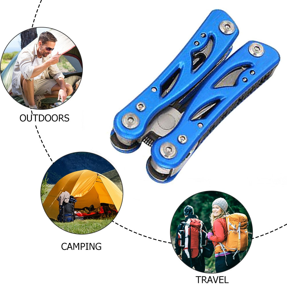 12 in 1 Outdoor Camping Survival Tools Portable Mini Multitool 420 Stainless Steel Cutter Pliers Knife Screwdriver Bottle Opener