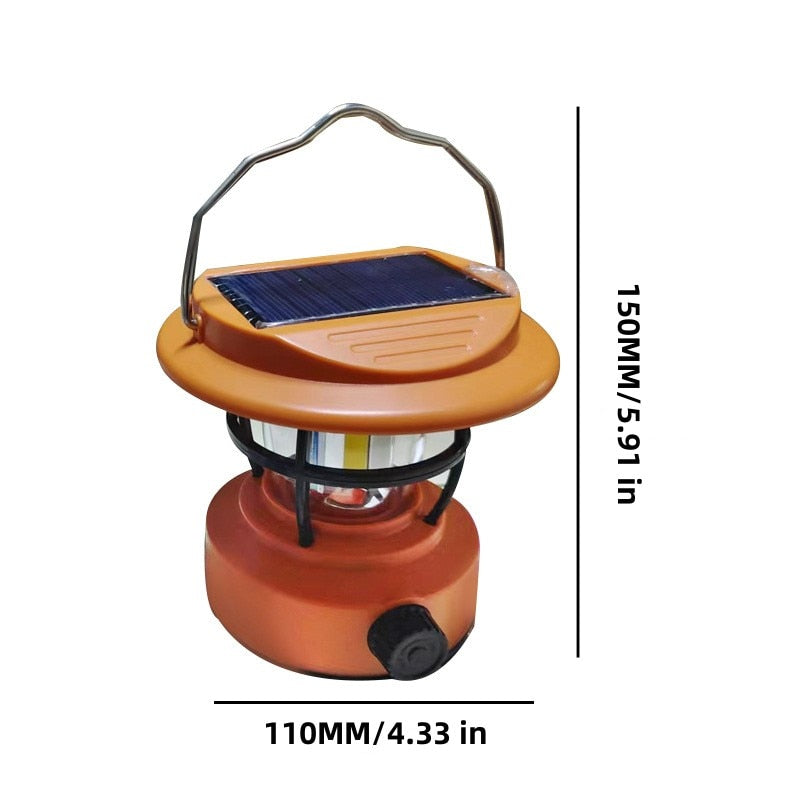 Vintage Solar Charging Camping Light Portable Rechargeable Lamp Hanging Lantern Outdoor Waterproof Light Tent Equipment Supplies