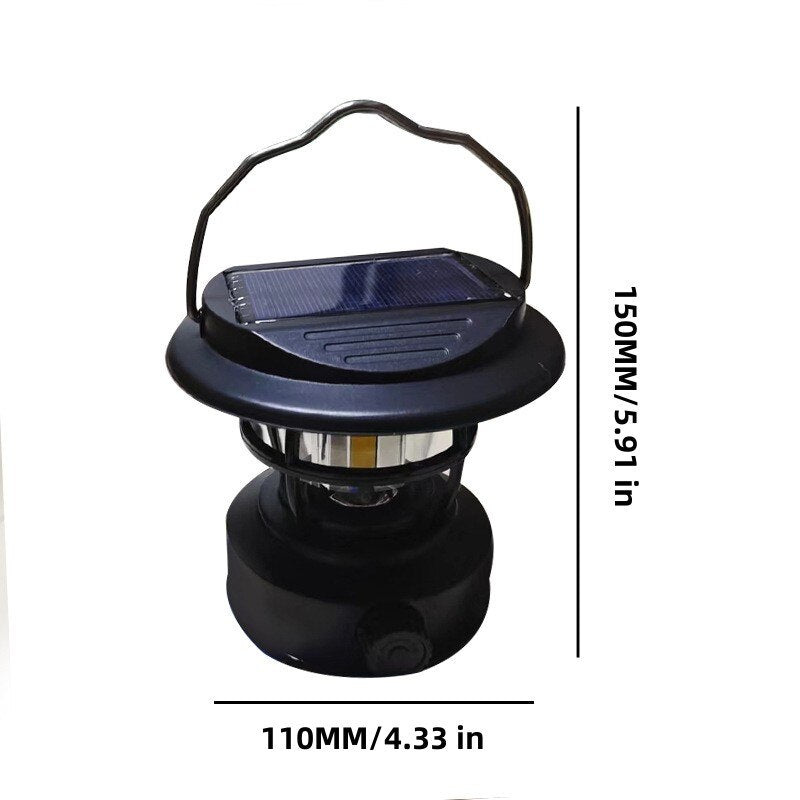 Vintage Solar Charging Camping Light Portable Rechargeable Lamp Hanging Lantern Outdoor Waterproof Light Tent Equipment Supplies
