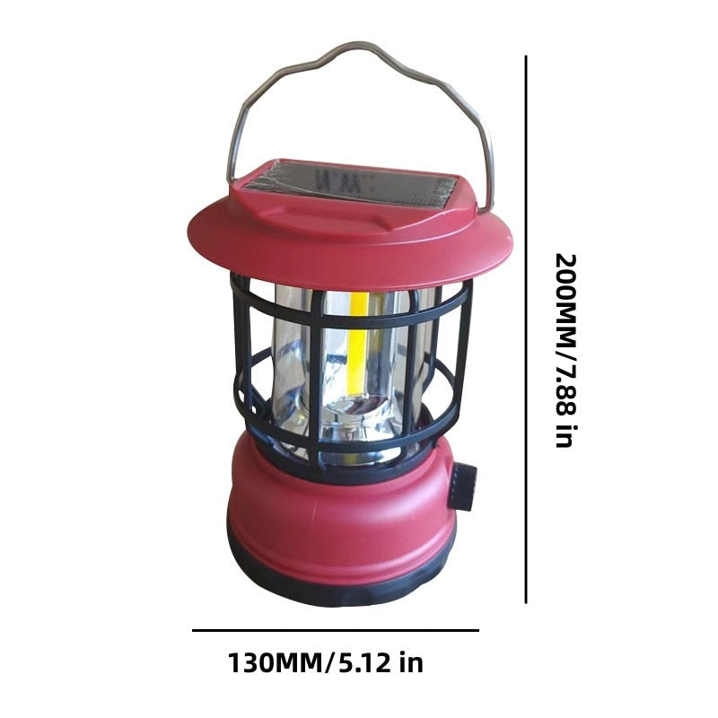Vintage Solar Charging Camping Light Portable Rechargeable Lamp Hanging Lantern Outdoor Waterproof Light Tent Equipment Supplies