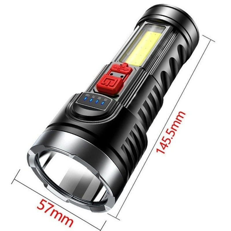 High Power Led Flashlights Four Heads Powerful Flashlight USB Rechargeable Led Flashlight Camping Ultra Bright Torch Flightlight