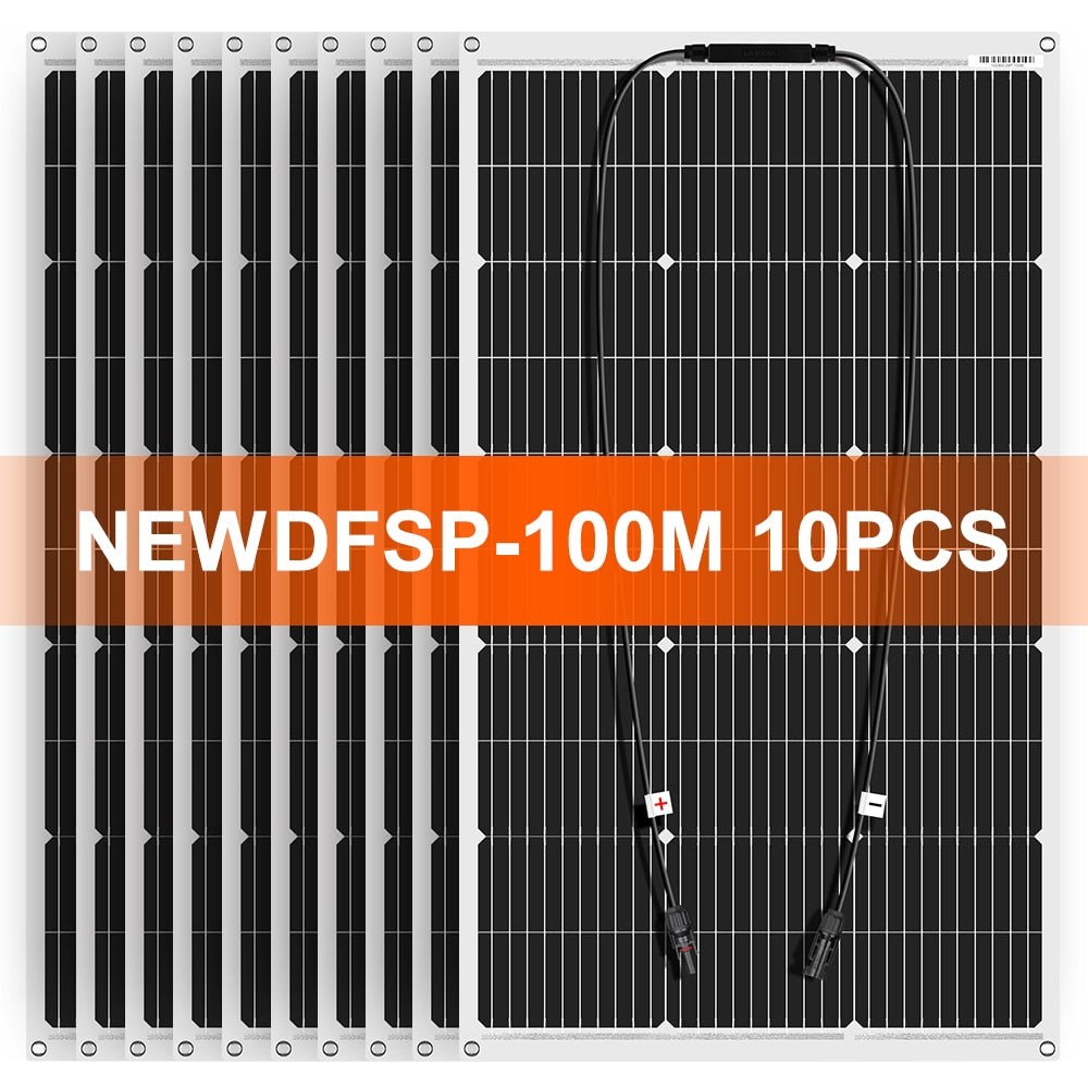 Dokio 18V 10pc 100W Flexible Solar Panel Monocrystalline Solar Panel For Car/Home Waterproof Charge 12V 1000W Solar Panel