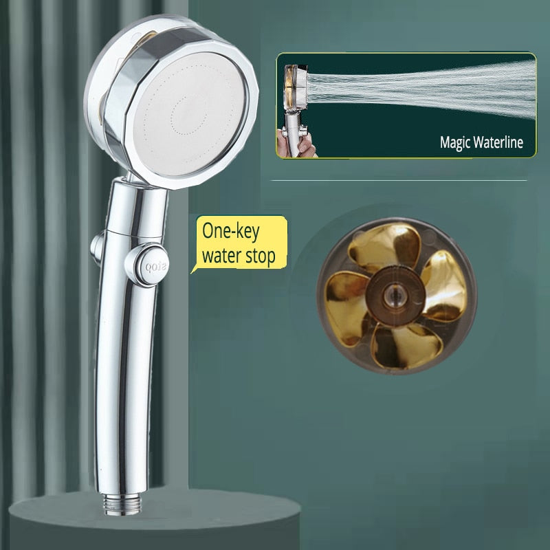 Strong Pressurization Spray Nozzle Water Saving Rainfall 360 Degrees Rotating With Small Fan Washable Hand-held Shower Head