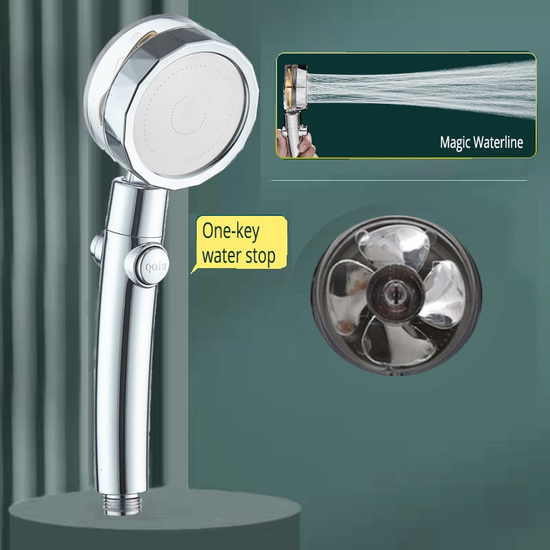 Strong Pressurization Spray Nozzle Water Saving Rainfall 360 Degrees Rotating With Small Fan Washable Hand-held Shower Head