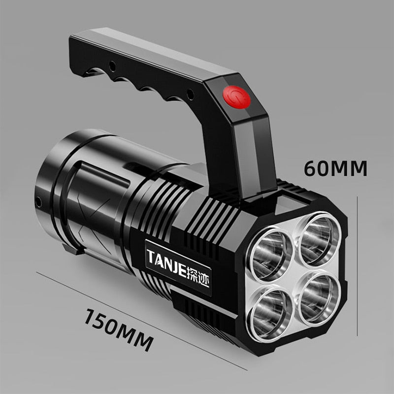 High Power Led Flashlights Four Heads Powerful Flashlight USB Rechargeable Led Flashlight Camping Ultra Bright Torch Flightlight