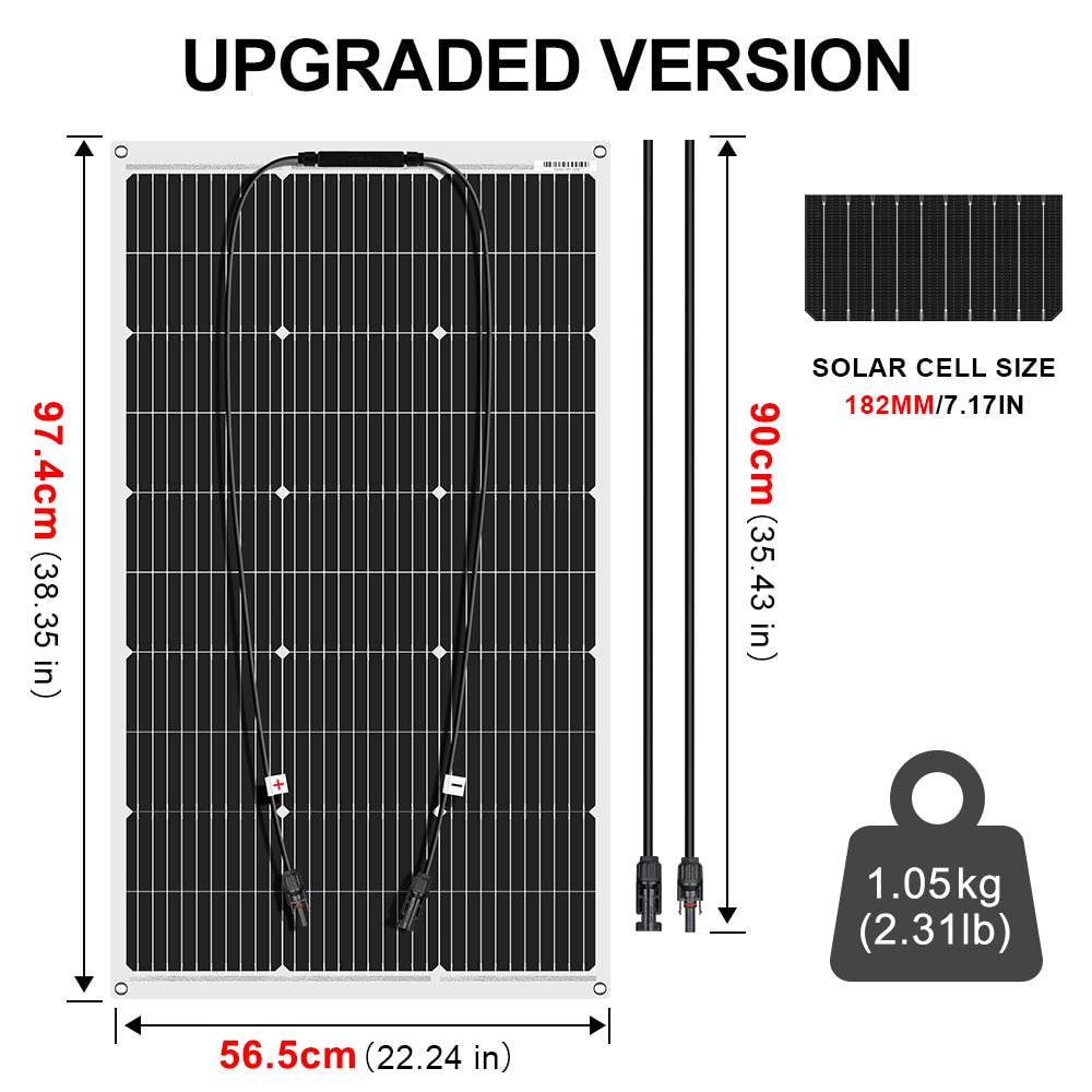 Dokio 18V 10pc 100W Flexible Solar Panel Monocrystalline Solar Panel For Car/Home Waterproof Charge 12V 1000W Solar Panel