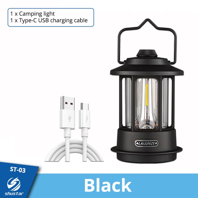 Brightest Vintage Metal Hanging Lanterns 10000mAh Warm Light Led Camping Lantern Rechargeable Lightweight Tent Light For Outdoor