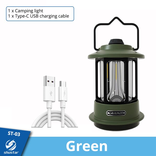 Brightest Vintage Metal Hanging Lanterns 10000mAh Warm Light Led Camping Lantern Rechargeable Lightweight Tent Light For Outdoor