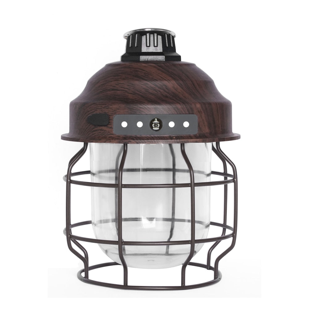 Vintage Metal Hanging Camping Lanterns 3600mAh Battery Powered Warm Light Led Camp Lantern Rechargeable Tent Light For Outdoor