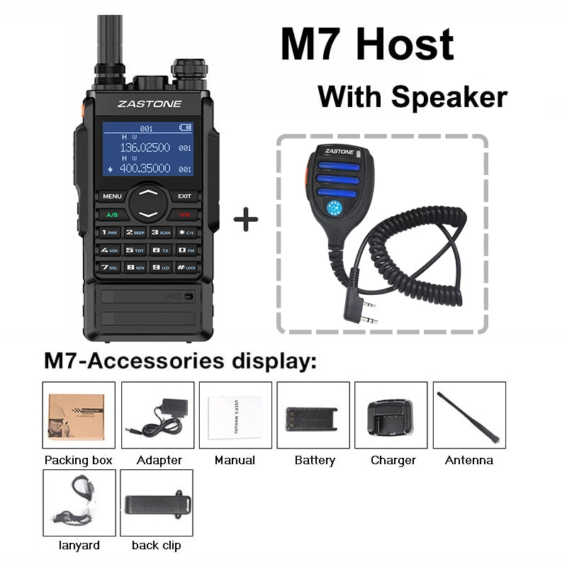Zastone M7 dual band 5W walkie talkie 136-174 400-480mhz 250 channels 2600mah battery hf transceiver ham radio