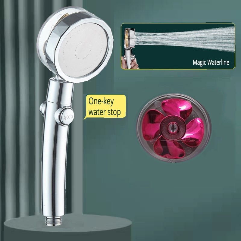 Strong Pressurization Spray Nozzle Water Saving Rainfall 360 Degrees Rotating With Small Fan Washable Hand-held Shower Head
