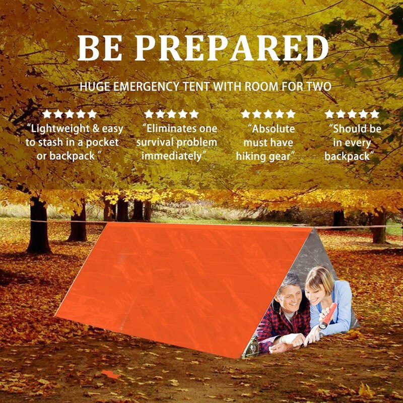 Shelter Survival Tent 2-4 Person Mylar Emergency Tube Tent Lightweight Waterproof Thermal Emergency Blanket for Camping Hiking