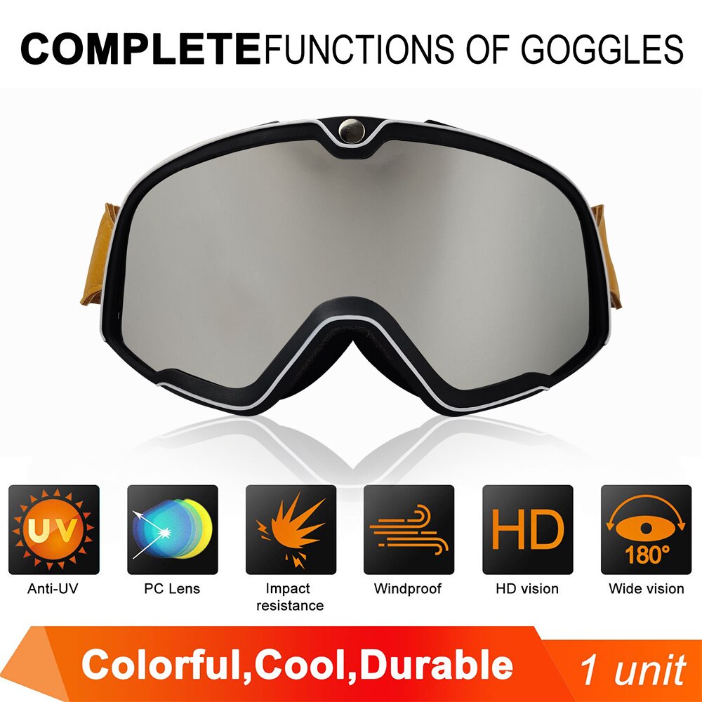Retro Motorcycle Goggles Ski Glasses Motocross Sunglasses Vintage Cycling Racing Woman Cafe Racer Chopper Moto Cross MTB ATV