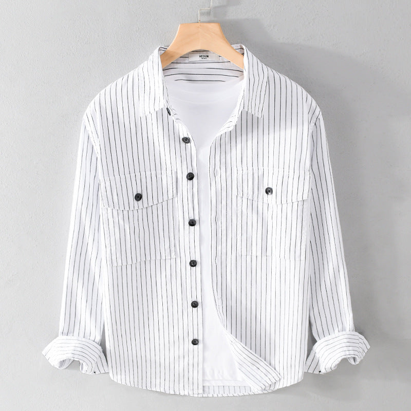 Spring Autumn Men's Striped Long Sleeve Lining