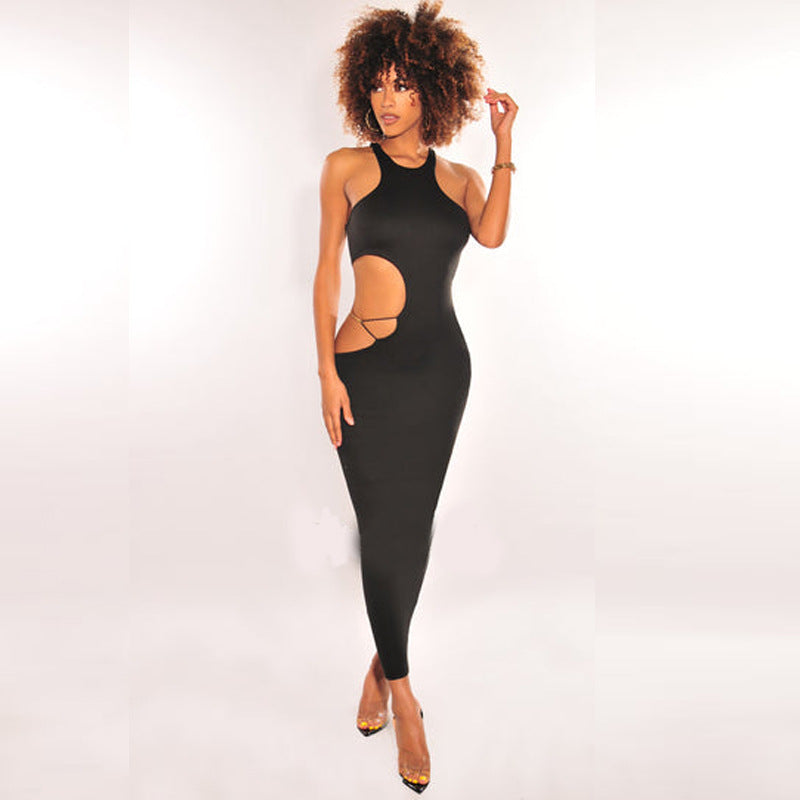 Street Cutout Belt Chain Dress Sleeveless Dress