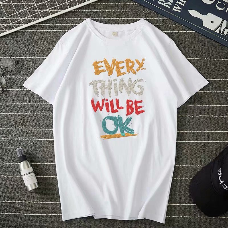 Half Sleeve Red T-Shirt Loose Short Sleeve Men's Top