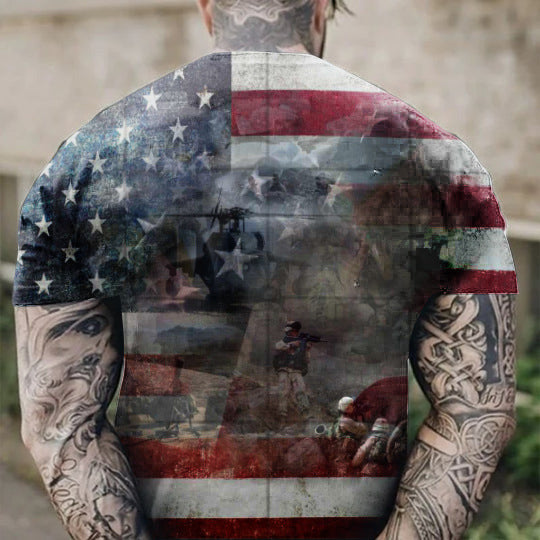 Printed Men's Street Short Sleeve Sports T-shirt Top
