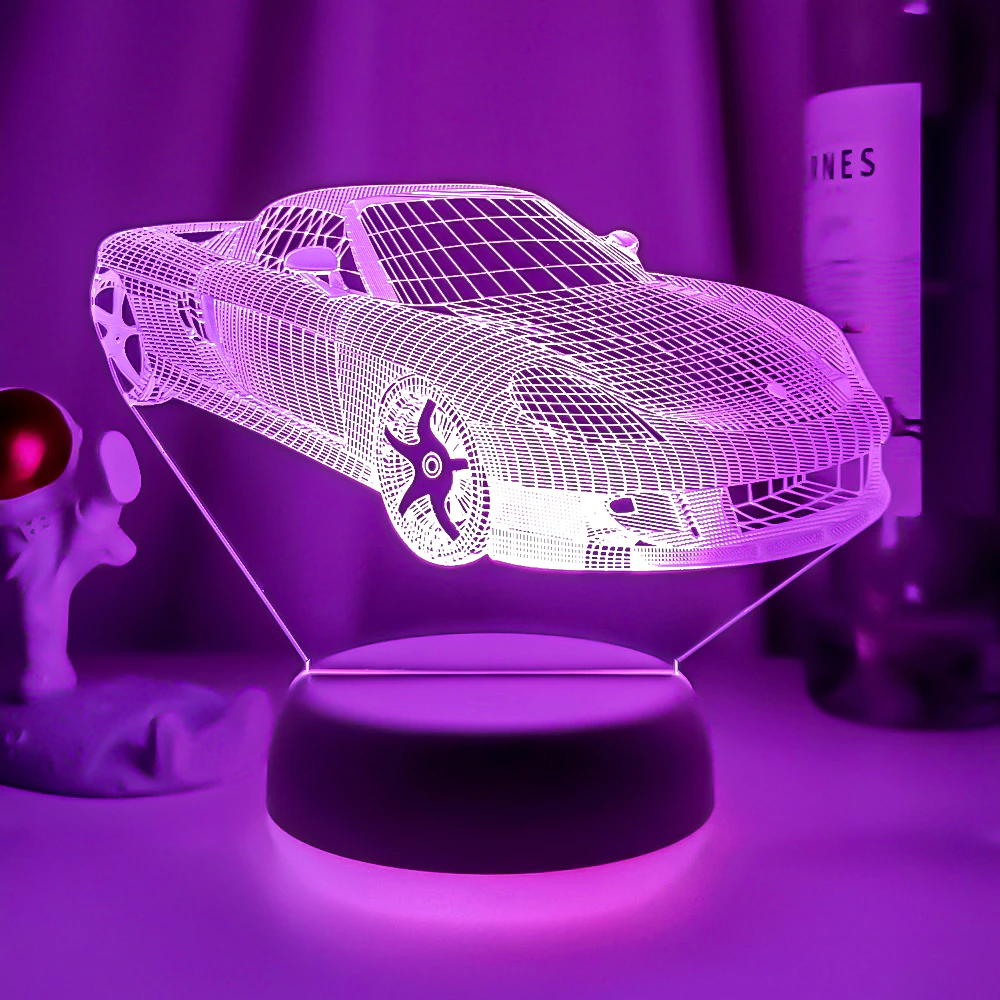 3D Sportwagen Illusie Lamp | incl. 7 Kleuren Modus!