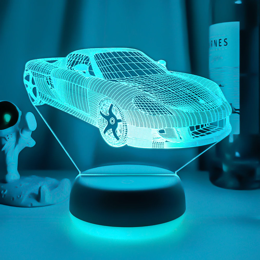 3D Sportwagen Illusie Lamp | incl. 7 Kleuren Modus!