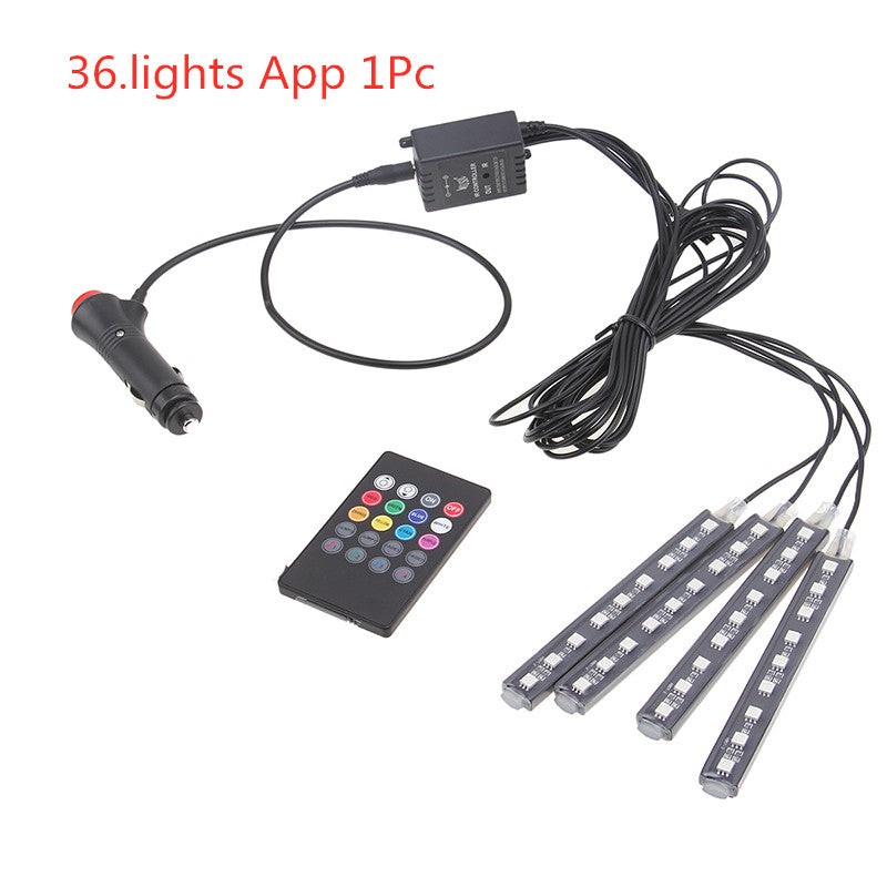 Wireless Remote Car RGB Lights LED Strip Neon Lamp Decorative Atmosphere Lights