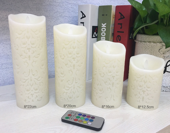 Hollow pattern swing 18 key remote control timing on yellow light colorful LED electronic candle wedding special candle