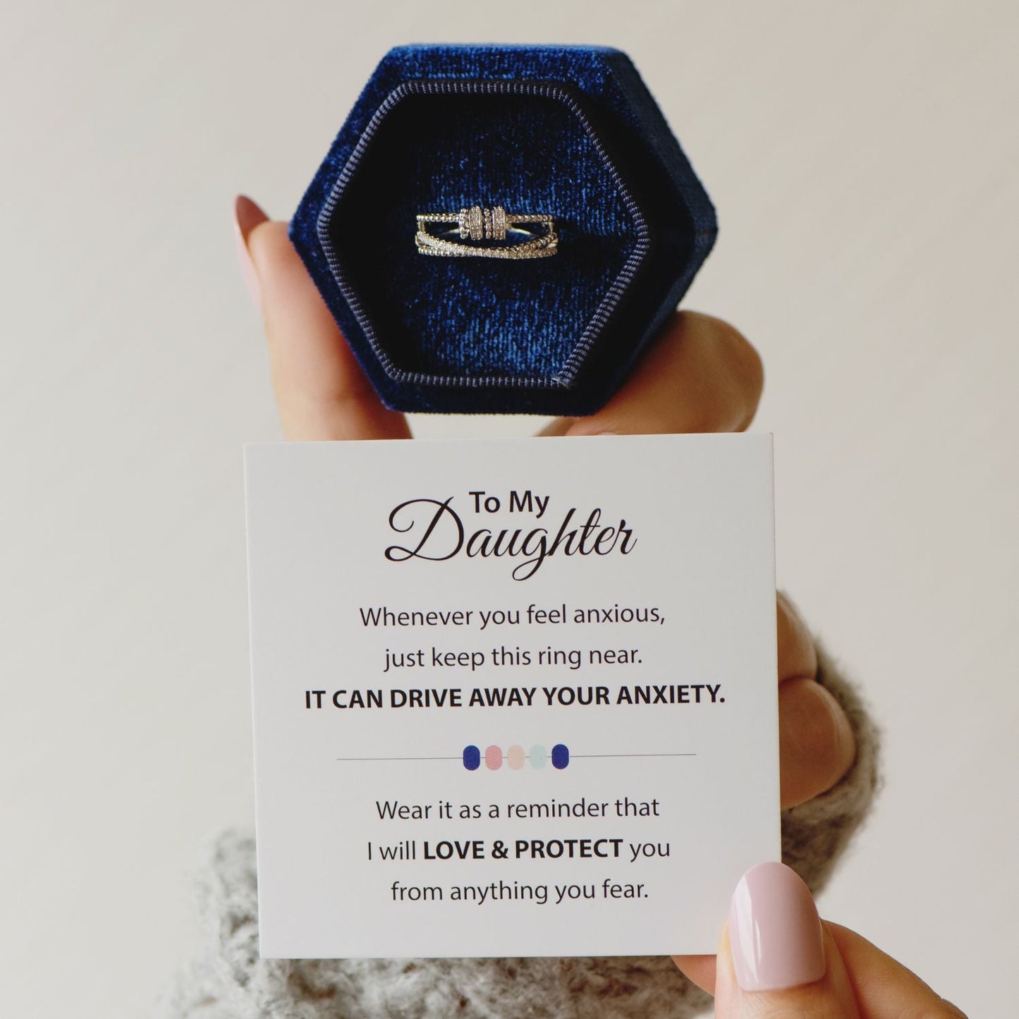Voor mijn Dochter "Love & Protect" Fidget Ring