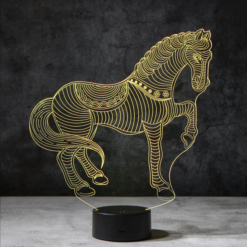3D Paard Illusie Lamp | incl. 7 Kleuren Modus!