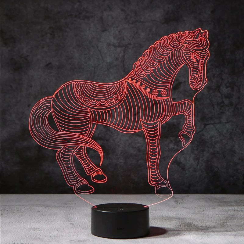 3D Paard Illusie Lamp | incl. 7 Kleuren Modus!