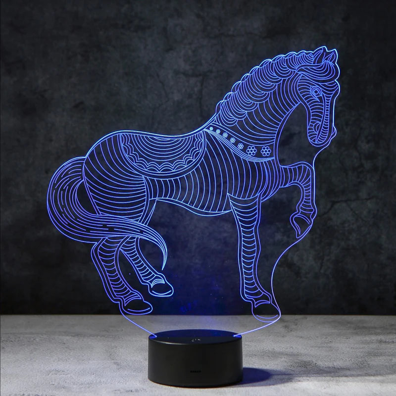 3D Paard Illusie Lamp | incl. 7 Kleuren Modus!